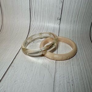 Splendette Duchess Size Ivory and Clear with Pearls Bangle Set